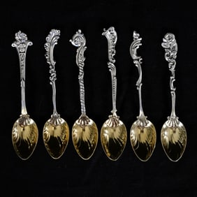 (6) Solid Sterling Silver Demitasse Spoons Marked Gorham