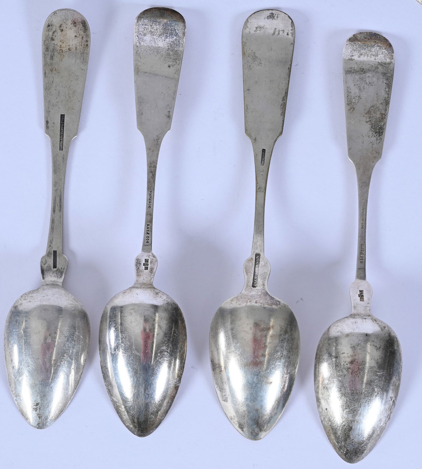 (10) Solid Coin Silver Serving Spoons Marked Gorham & Company - 6