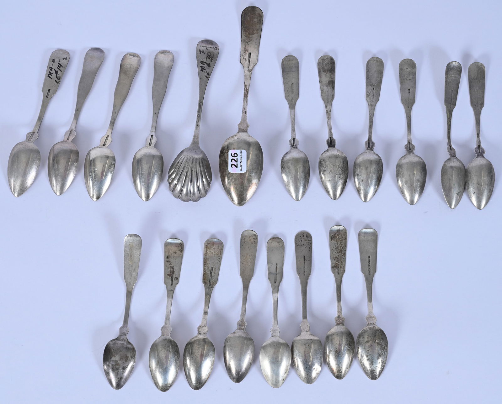(20) Solid Coin Silver Spoons, All Are Gorham From Different Time Periods - 4