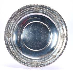 Solid Sterling Silver Round Tray Marked Wallace #4130-3