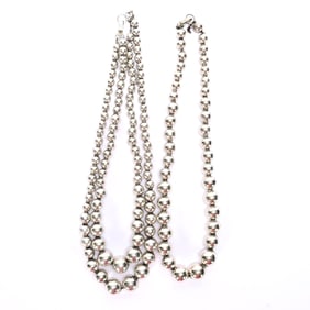 (2) Solid Mexican Sterling Silver Necklaces