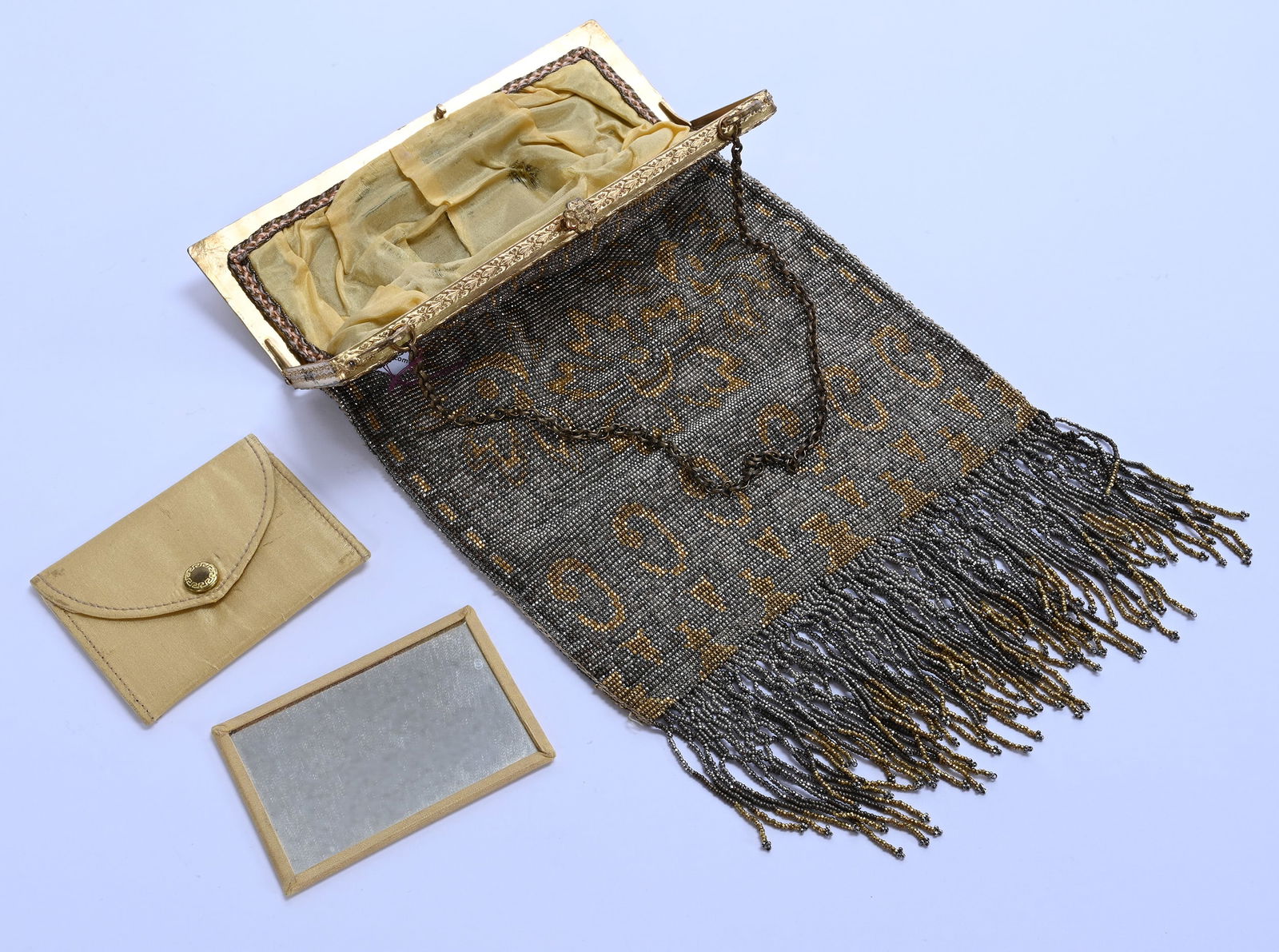 Evening Bag, Beaded Mesh With Original Silk Lining - 3