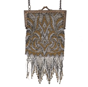 Evening Bag, Beaded Mesh With Original Silk Lining