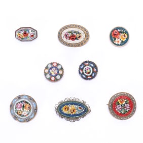 (8) Vintage Italian Micro-Mosaic Broaches