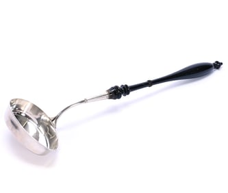 Solid Silver Punch Ladle With Ebony Wood Handle Marked I.M.S,