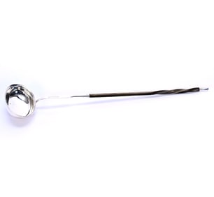 Solid English Sterling Silver Punch Ladle With Wooden Twist Handle