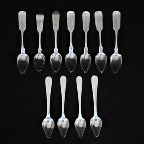 (11) Solid Sterling & Coin Silver Grapefruit Spoons