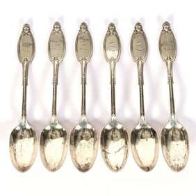 (6) Solid Coin Silver Teaspoons Marked Albert Cole (New York Silversmith), Circa 1850's