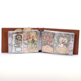 Over (85) Vintage Cut-Out Postcards In Album, Cards Related To Valentines & Love