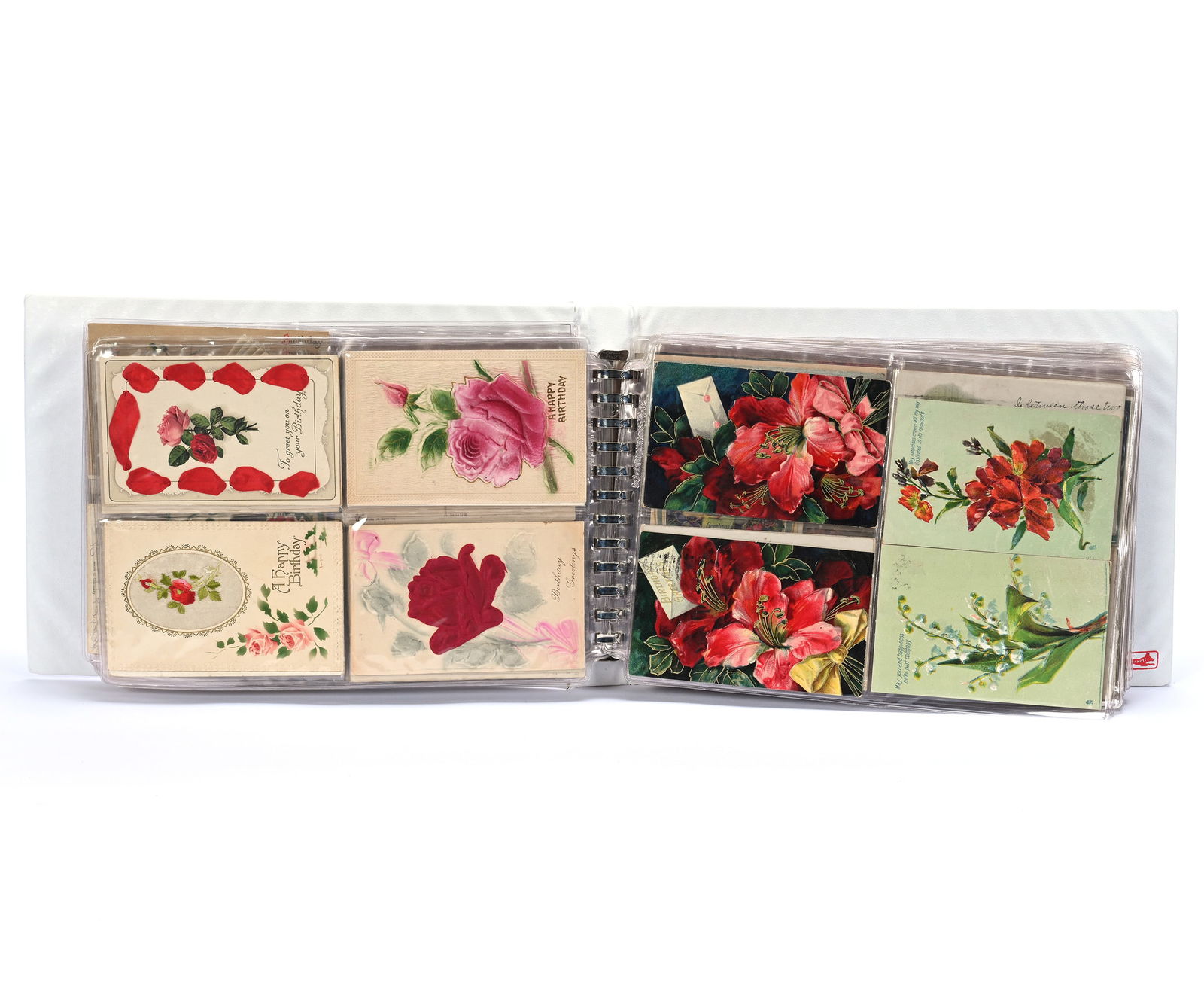 Over (150) Early Postcards In Album: Over (150) Early Postcards In Album Measuring 2.5 x 13 x 9 Inches, Best Wishes, Birthday, Leather, Comical And More, See Photos For Details, 4.8 Pounds, Dr. Harold & Audrey Eklund Estate, Iowa.