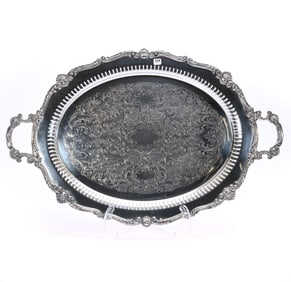 Solid English Silverplate Serving Tray