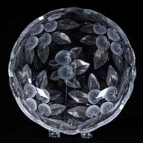 Bowl, American Brilliant Cut Glass, Signed Hawkes Gravic Glass