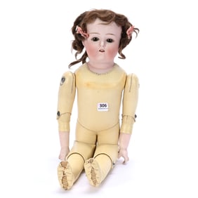 Original Japanese Bisque Doll With Kid Body In Original Box