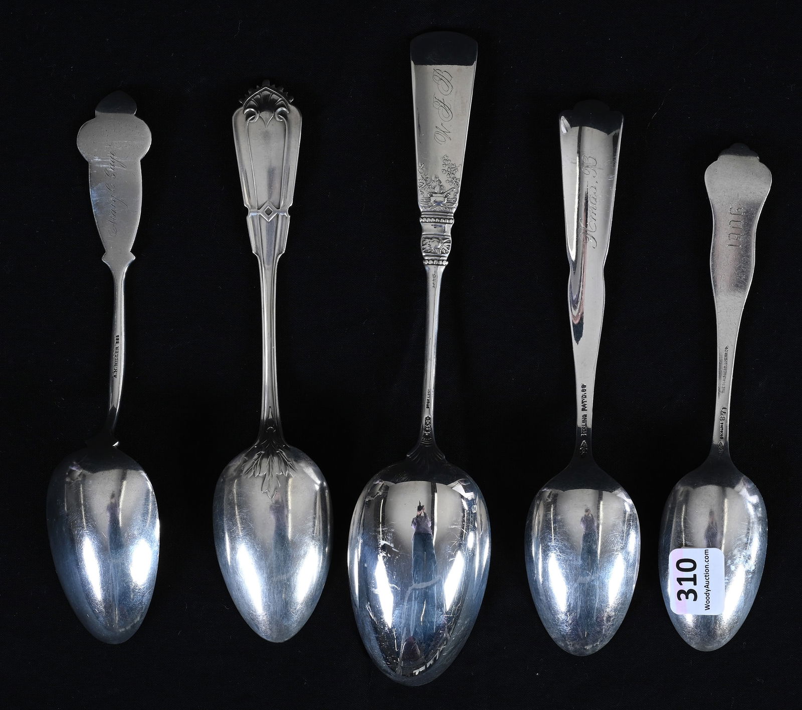 (5) Solid Sterling & Coin Silver Serving Spoons, Various Patterns - 2