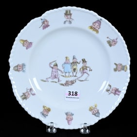Plate, Unmarked Germany With Rare Palmer Cox Brownies Scenic Decor