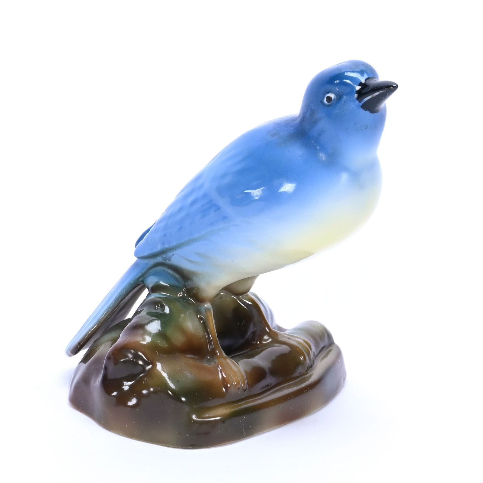 Figurine Marked Nippon, Bluebird, Unusual Form: Figurine Marked Nippon, Bluebird, Unusual Form, 4 x 3.25 x 3 Inches, 0.4 Pounds, Dr. Harold & Audrey Eklund Estate, Iowa.