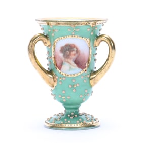 Pedestal Toothpick Holder, Three Handles, Marked Nippon