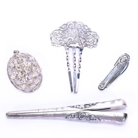 (4) Solid Silver Vanity Items