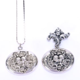 (2) Solid Sterling Silver Lockets Marked Kerr & Company