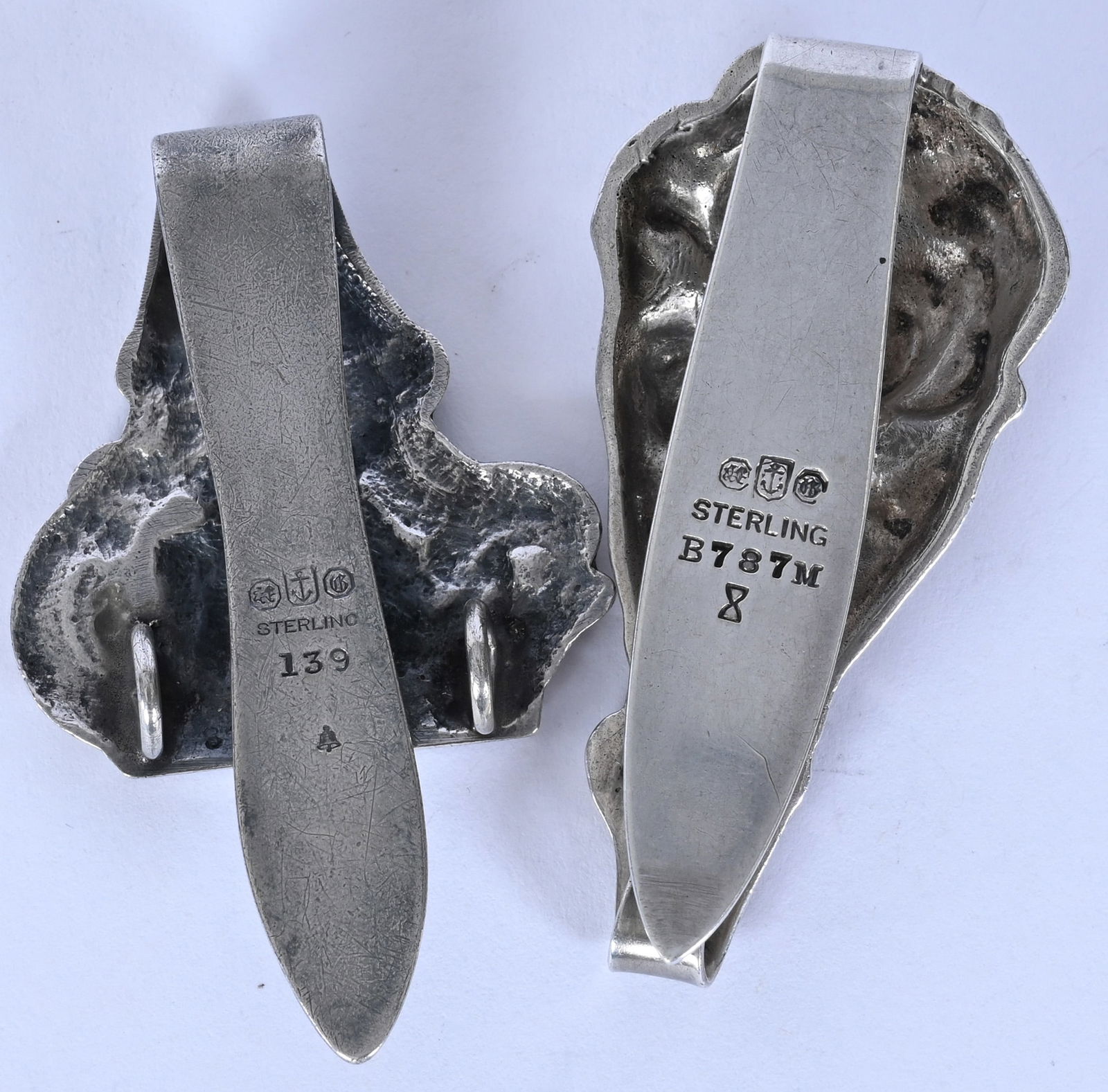 (2) Solid Sterling Silver Chatelaine Belt Hooks - 2