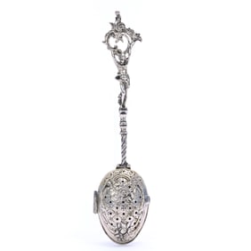 Solid Silver German Tea Infuser, 800 Purity