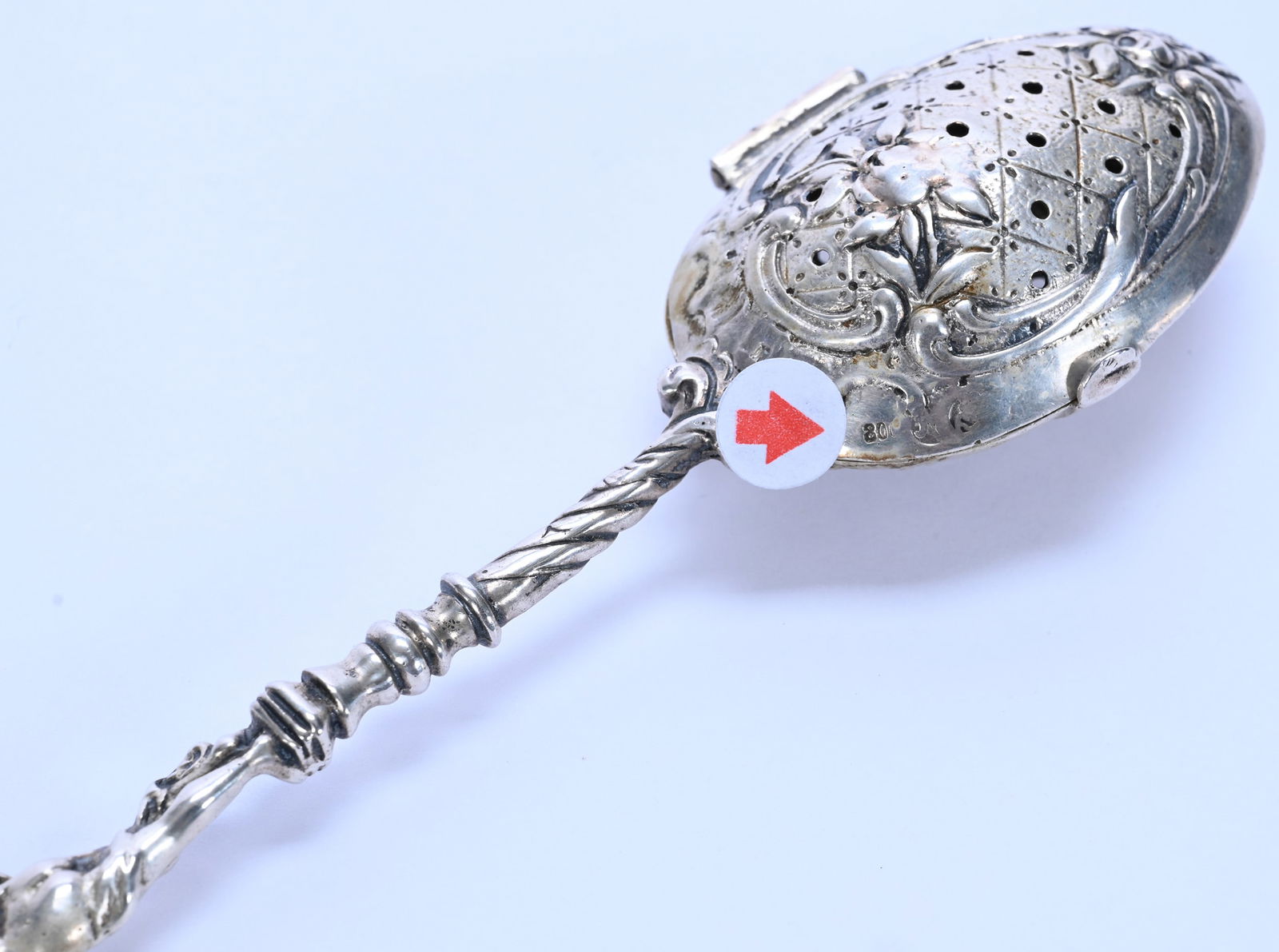 Solid Silver German Tea Infuser, 800 Purity - 4