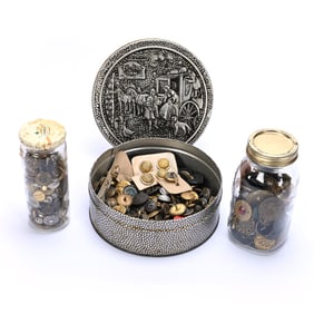 Large Assortment Of Antique Buttons Including