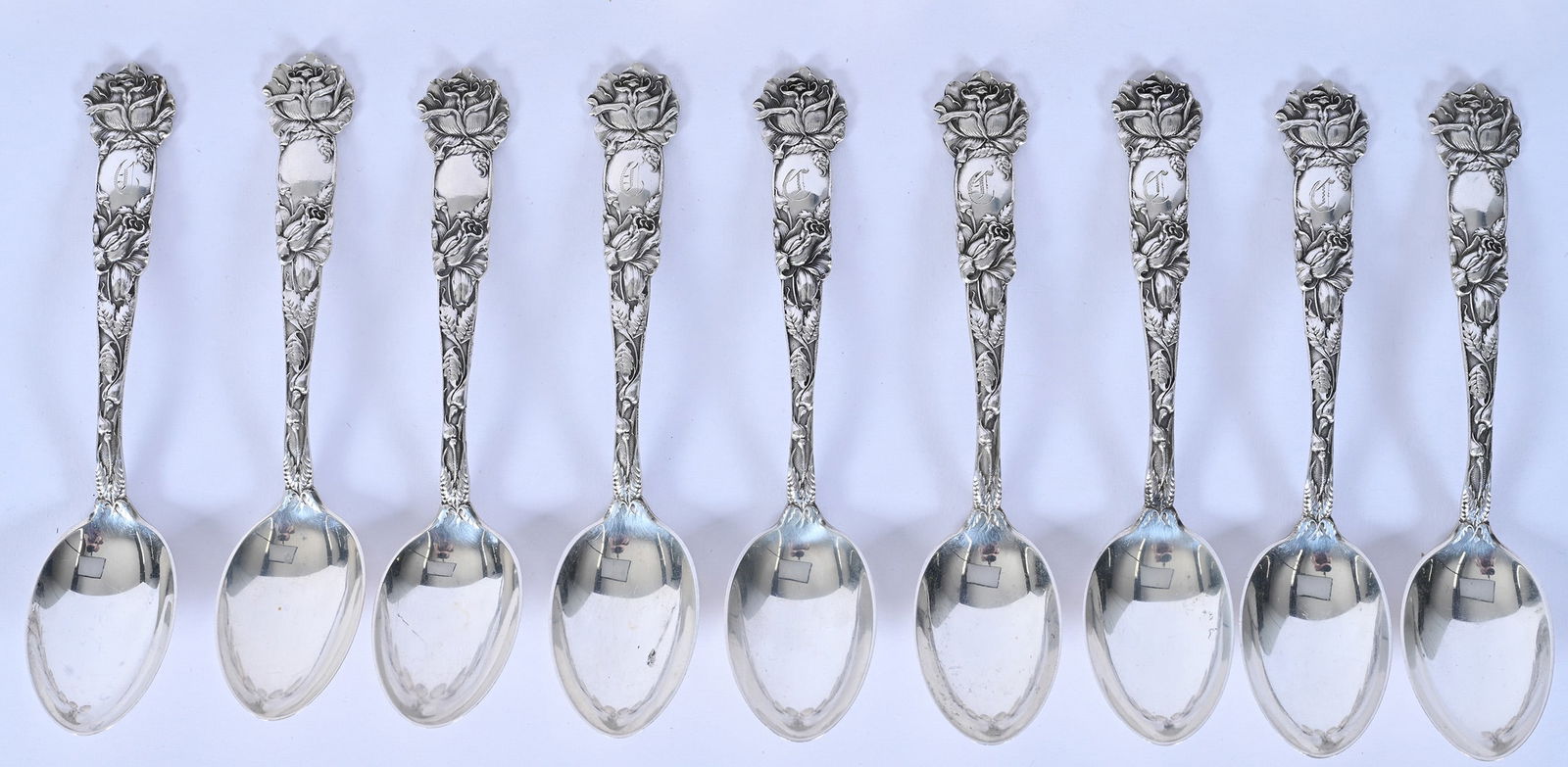 (19) Solid Sterling Silver Teaspoons Marked Alvin, Circa 1905 - 3