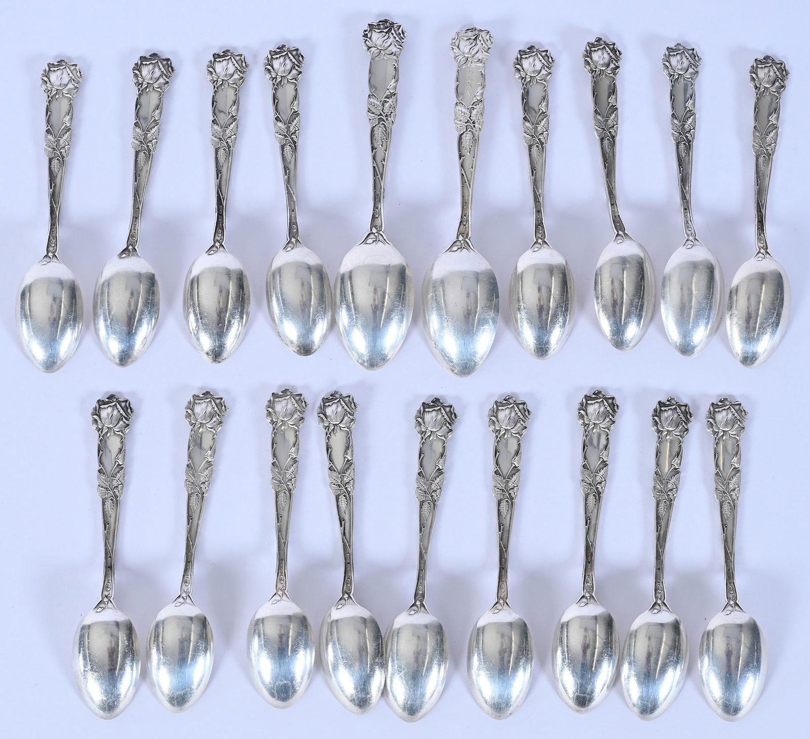 (19) Solid Sterling Silver Teaspoons Marked Alvin, Circa 1905 - 4