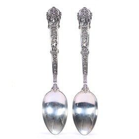 Pair Solid Sterling Silver Serving Spoons Marked Gorham Coligni Pattern