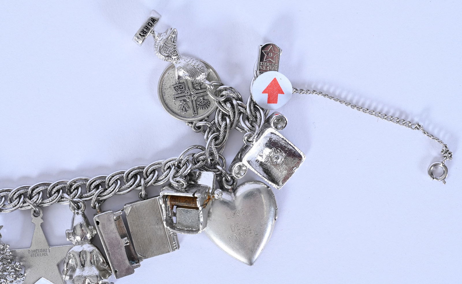 Solid Sterling Silver Charm Bracelet Marked B. A. Ballou - 3