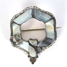 Scottish Solid Silver & Agate Broach/Pendant