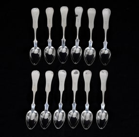 (12) Solid Sterling Silver Teaspoons Marked Duhme & Company (Cincinnati), Circa 1844-1897