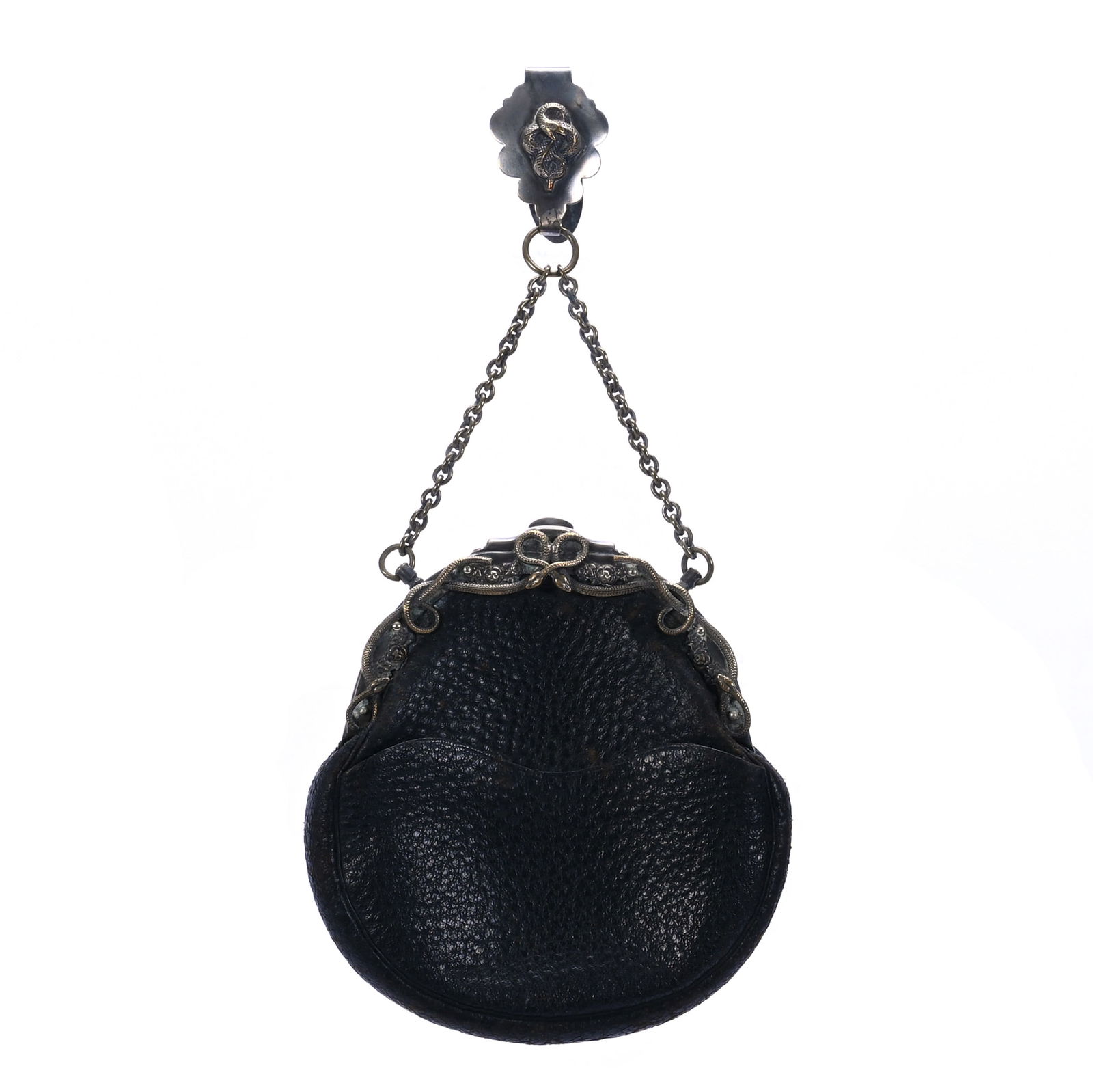 Evening Bag, Leather With Silverplate Clasp And Matching Chatelaine Hook (1 of 4)