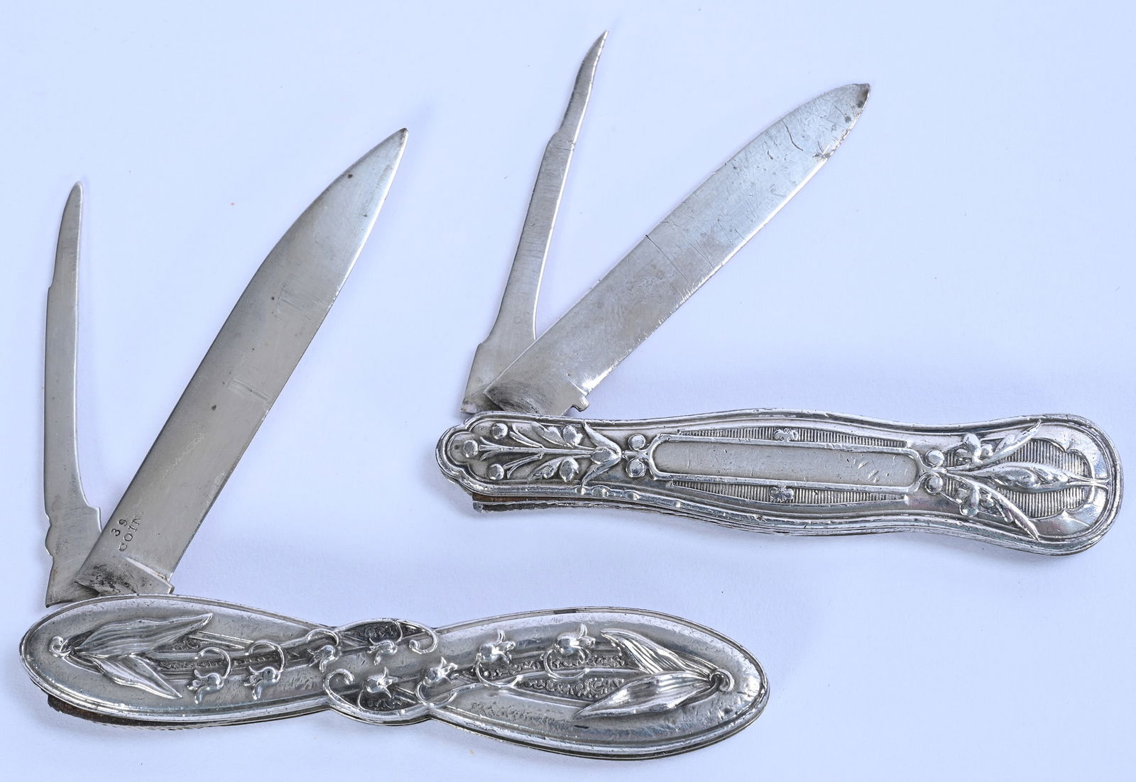(2) Solid Silver Pocket Knives - 2