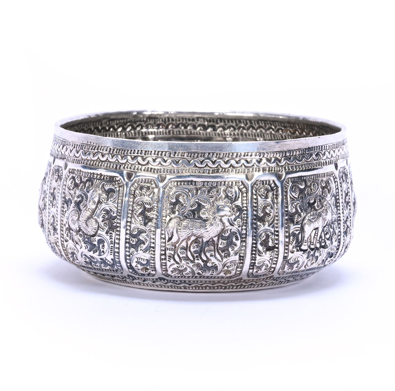 Solid Silver Bowl, Presumed To Be Burmese Silver (1 of 3)