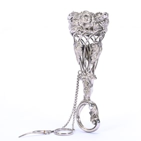 Elaborate Embossed Victorian Silverplate Bouquet Holder
