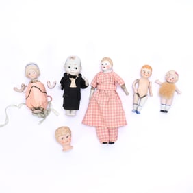 (6) Bisque Head Dolls Marked Nippon