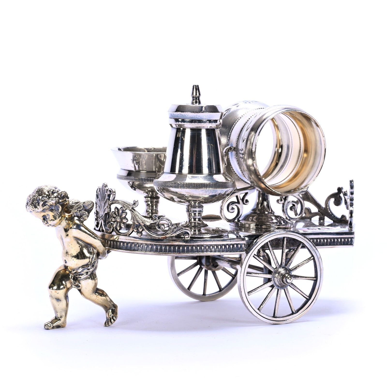 Figural Victorian Condiment Set, Silverplate Marked Simpson Hall & Miller #89 (1 of 4)