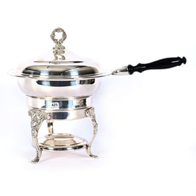 English Silverplate Chafing Dish On Warmer Stand