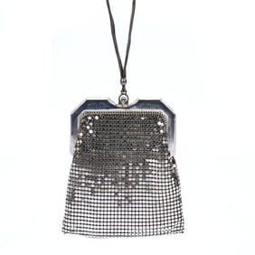 Silver Mesh Evening Bag Marked Whiting With Original Lining