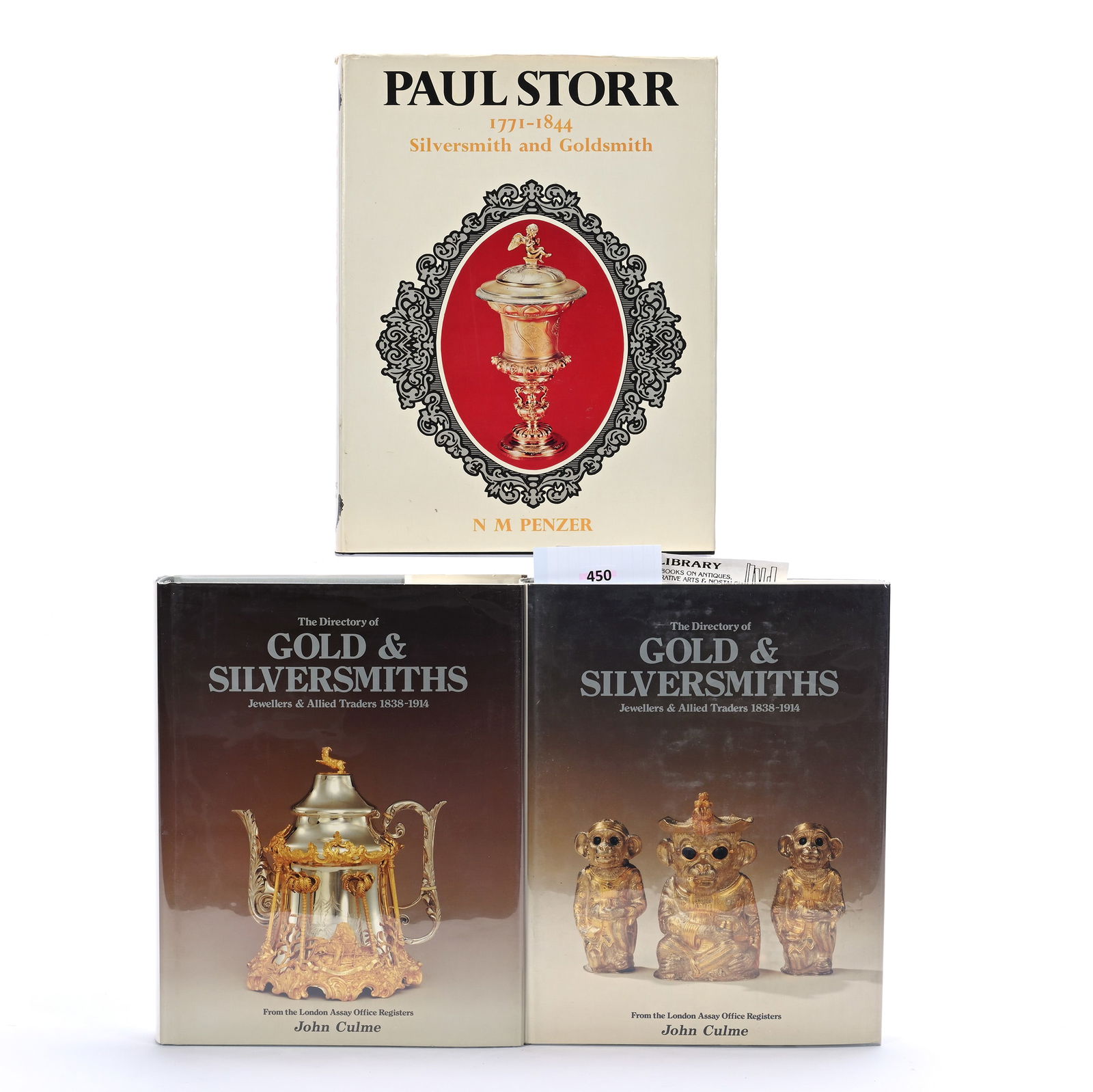 (3) Books About Gold And Silversmiths: (3) Books About Gold And Silversmiths, 4.75 x 9.25 x 12 Inches, (1) Paul Storr 1771-1844: Silversmith And Goldsmith By N. M. Penzer, 1971, (1) The Directory Of Gold & Silversmiths: Jewellers & Allied