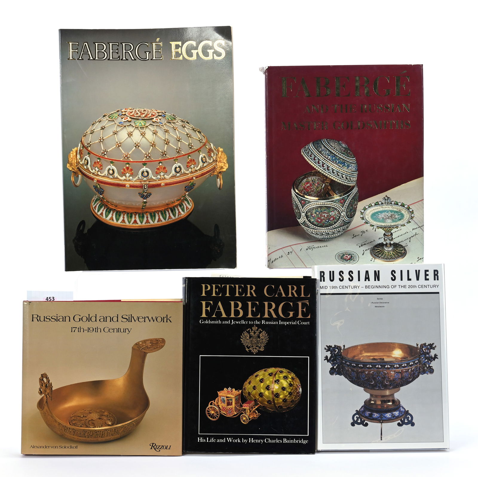 (5) Books About Russian Gold And Silver: (5) Books About Russian Gold And Silver, 5.25 x 11.5 x 16 Inches, (1) Faberge And The Russian Master Goldsmiths, Edited By Gerard Hill, 1989, (1) Faberge Eggs Edited By Darlene Geis, 1980, (1) Russian