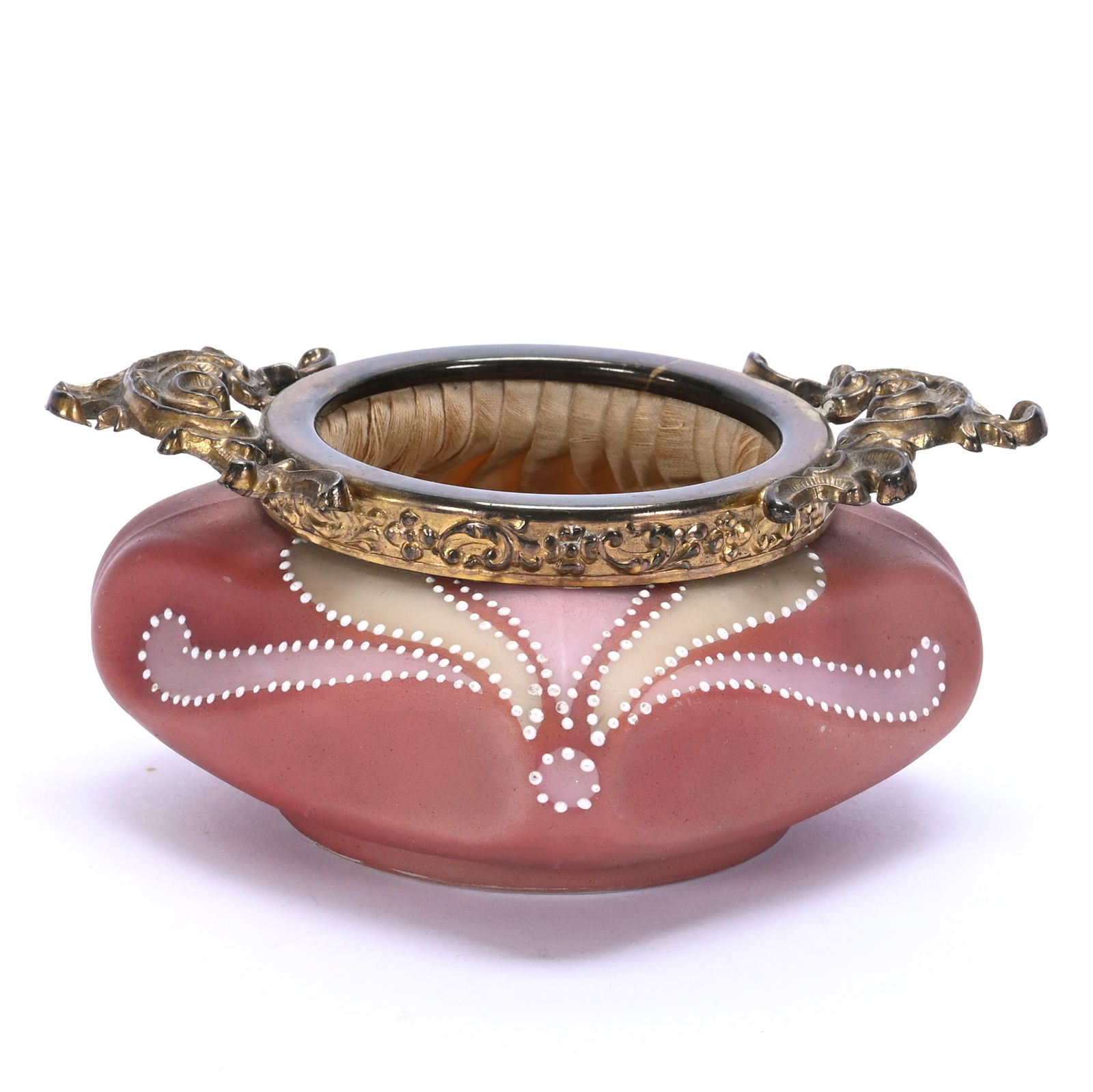 Pin Dish Marked Nakara, Maroon Ground With Pink And Green (1 of 3)