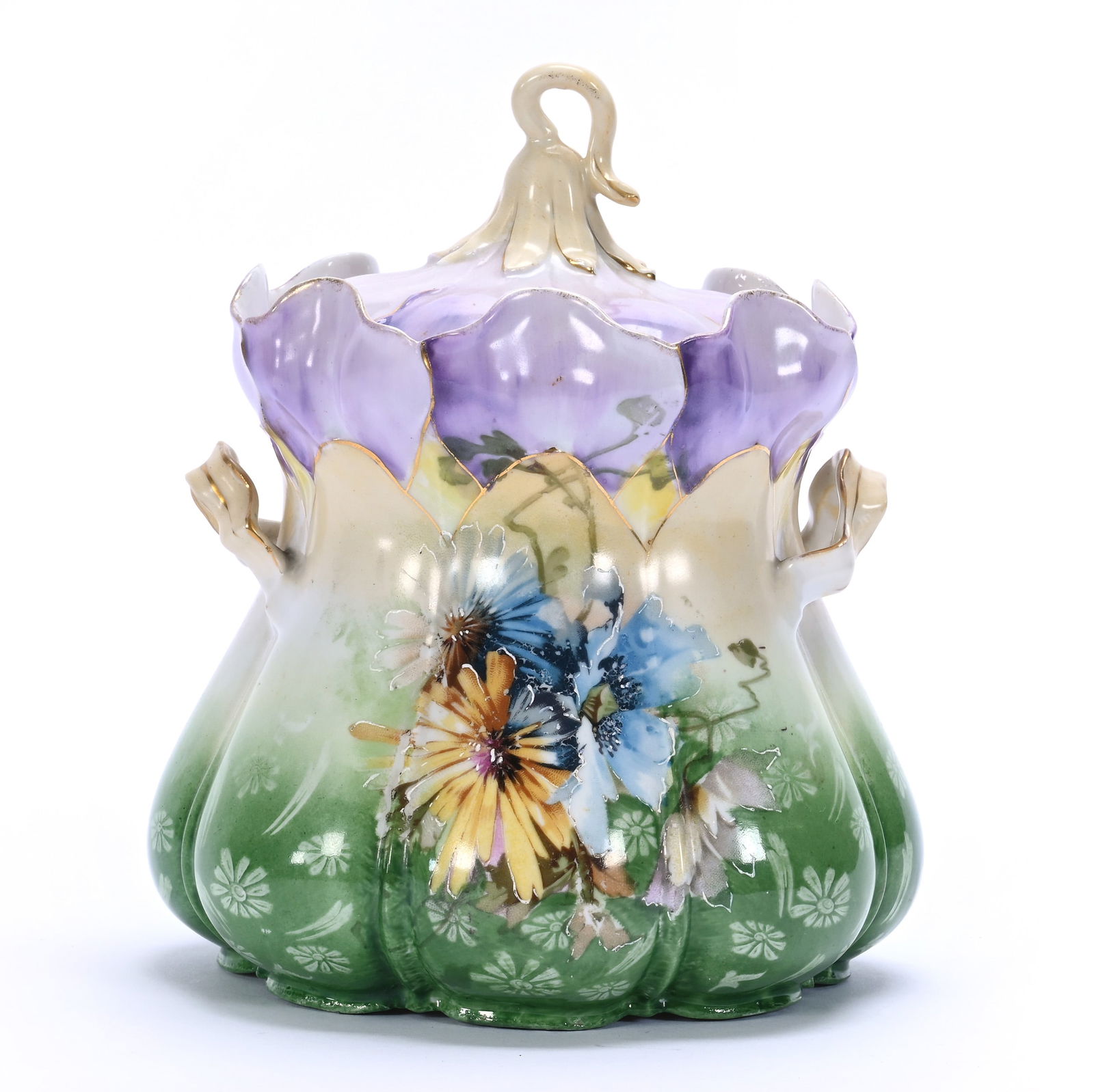 Biscuit Jar, Unmarked R.S. Prussia, Morning Glory Mold (1 of 3)