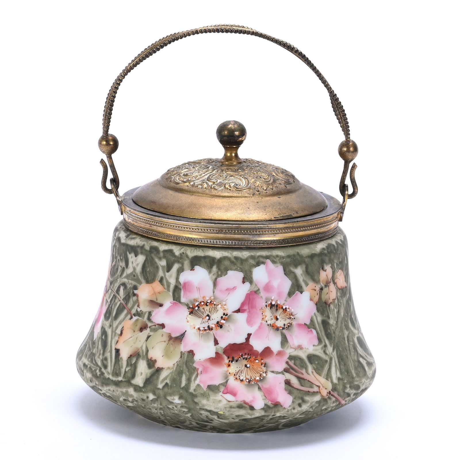 Biscuit Jar Marked Kelva, Green Mottled Ground (1 of 3)