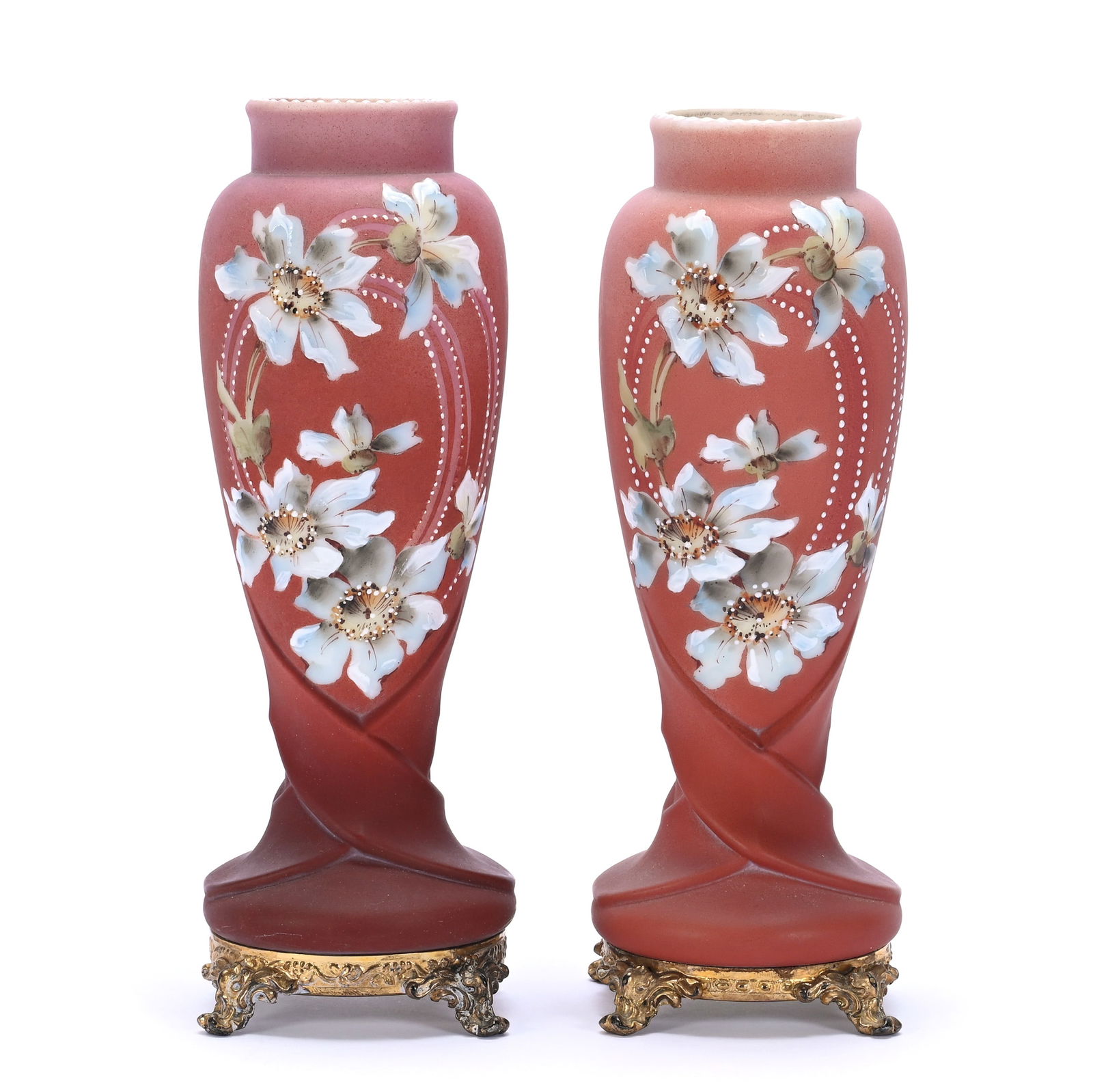 Pair Vases, One Marked Nakara, Ribbon Mold (1 of 3)