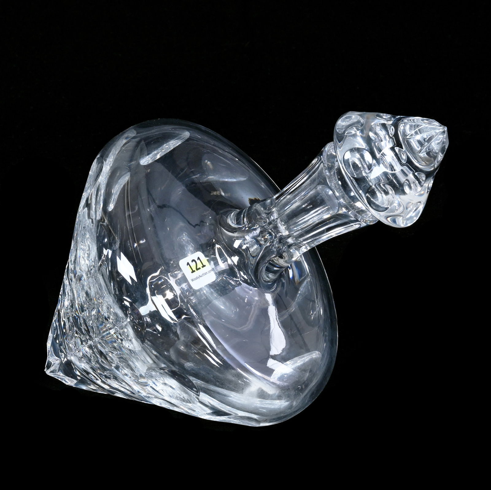 Tilted Decanter, Unmarked Leaded Crystal With Punty Design (1 of 3)