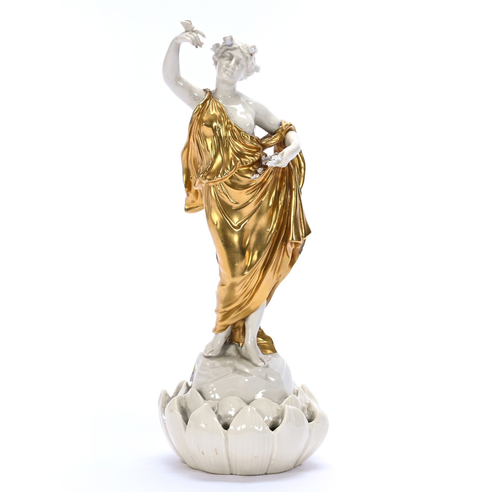 Figural Porcelain Flower Frog Marked Dresden Germany (1 of 3)