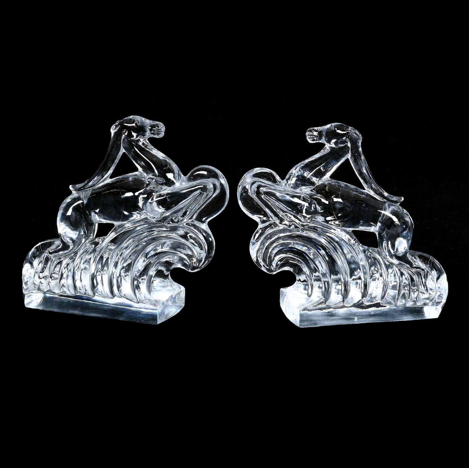 Pair Of Bookends, Figural Clear Crystal Signed Steuben (1 of 3)